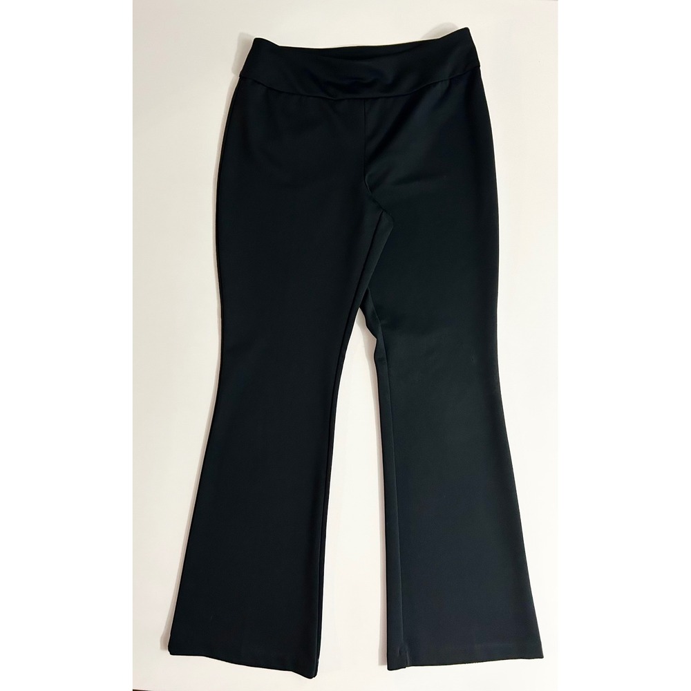 New York & Company Womens Black Flare Pull On Pants Medium Average Stretch Work